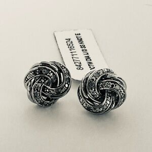 Sterling Silver Diamond Knot Stud Earrings 1/10 CTW I-J I3